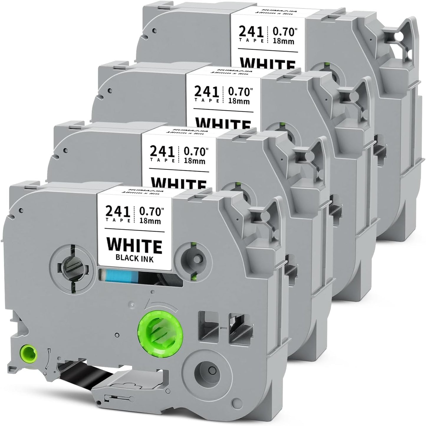 Tze241 18mm 0.7" Laminated White Tape Compatible for Brother Tze-241 Tz-241 P Touch Label Tape Tze Tz 18mm 3/4" Black on White for PTP410 PTD610BT PTD400 PTD600 PTD460BT Label Maker, 4-Pack