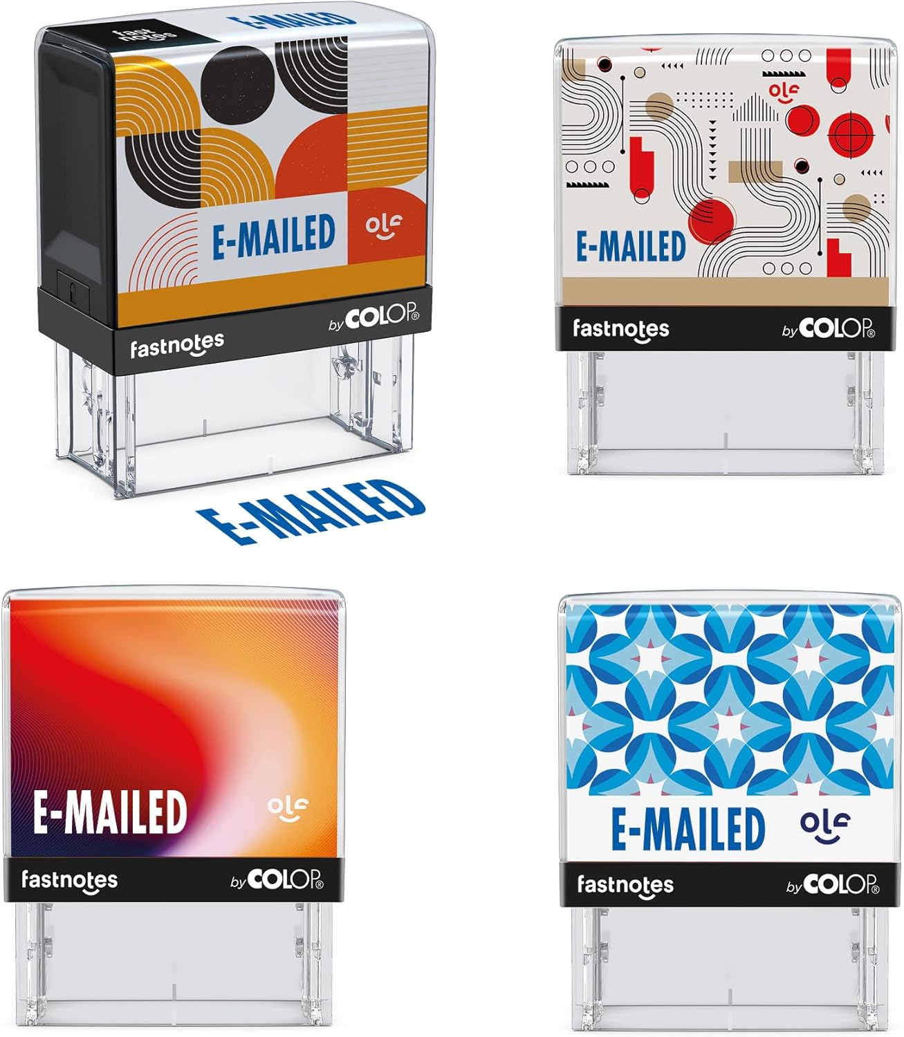 Fastnotes E-MAILED Self-Inking Rubber Stamp by COLOP - Great for Office Documents, Notary, Warehouse, Accounting Paperwork, Business, and Legal Documentation - Blue Ink (E-MAILED- Blue)