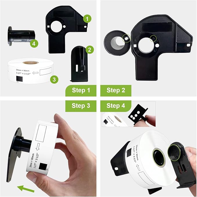 Compatible Standard Address Labels Replacement for Brother DK-1201 (1.1" X 3.5”), Use with Brother QL Label Printers (12 Rolls + 1 Reusable Cartridge, 400 Labels/Roll)