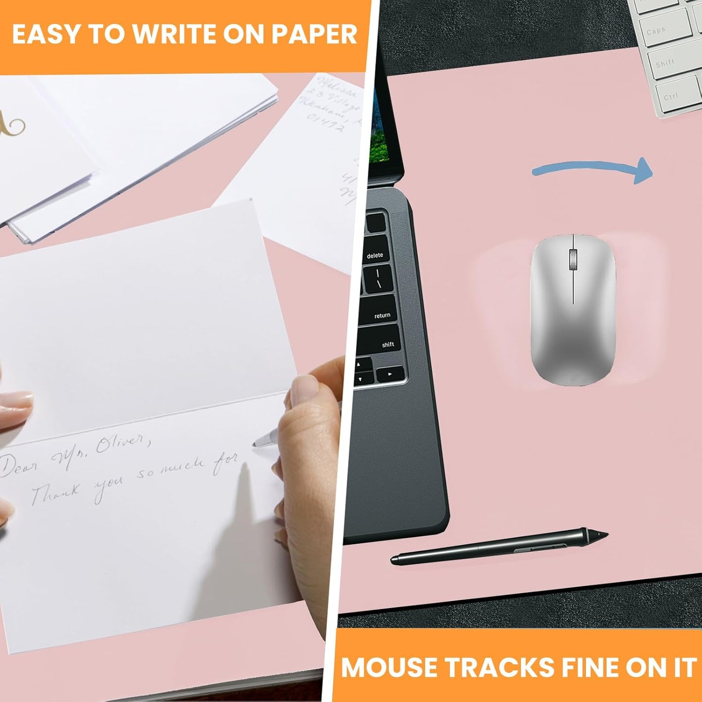 Desk Mat Wireless Charging Mouse Pad Large 32x16 Journey Desk Pad Mat with Wireless Charger Waterproof Pink Leather Computer Mat with Phone Charger Mousepad Non-Slip for Keyboard and Mouse