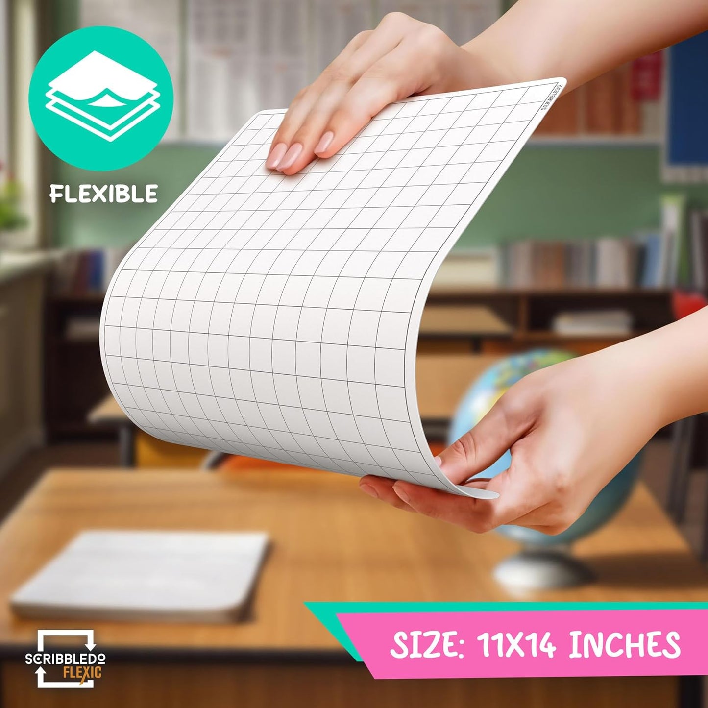 SCRIBBLEDO Large Grid Dry Erase Sheets 11”x14” Math Practice Small White Board Sheets Math Manipulatives Quad Graph Whiteboard Sheets Math Supplies Homeschool Teacher Students Classroom Pack of 10