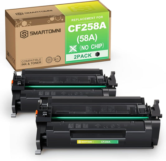 58A CF258A Compatible No-Chip Toner Cartridge Replacement for HP CF258A 58A use for HP MFP M428dw M428fdn M428fdw M430 Pro M304 M404n M404dn M404dw M406 (2 Black)