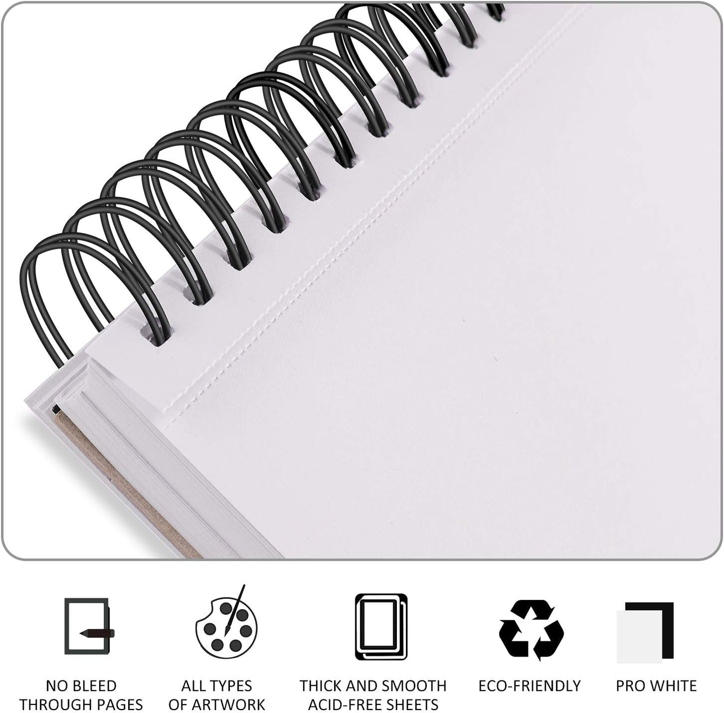 Bachmore Sketchpad 100 Sheet, Watercolor, Acrylic Art Pad for Sketching, Ink Sketch Book, Coloring Notebook - 98 Ib/160 g/m2 in Multi-Media Spiral Notebook, Drawing Paper, Drawing Pad (9'' X 12'')