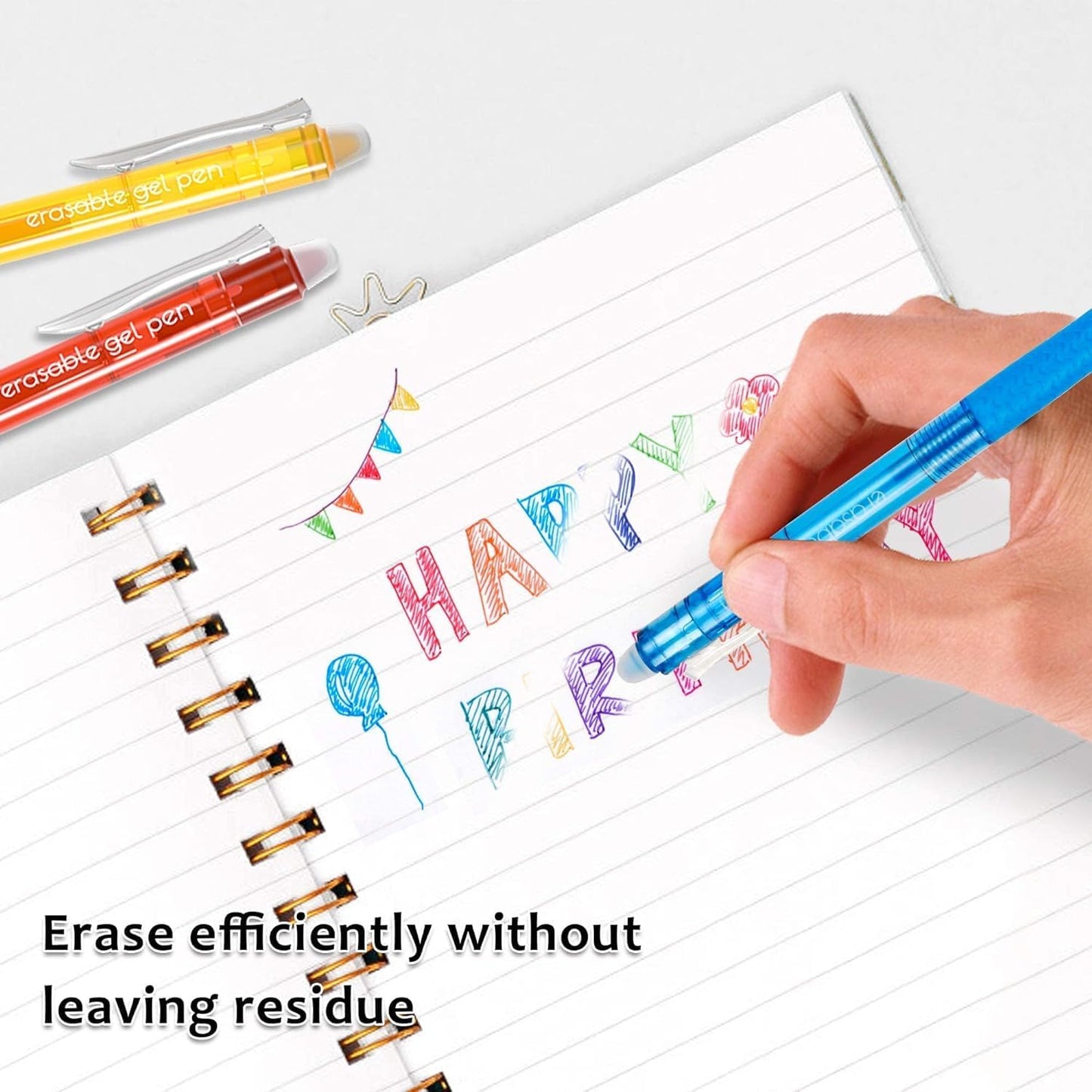 Erasable Gel Pens, 15 Colors Retractable Fine Point Erasable Pens Clicker, Assorted Color Inks, Make Mistakes Disappear for Drawing Writing Planner and Crossword Puzzles