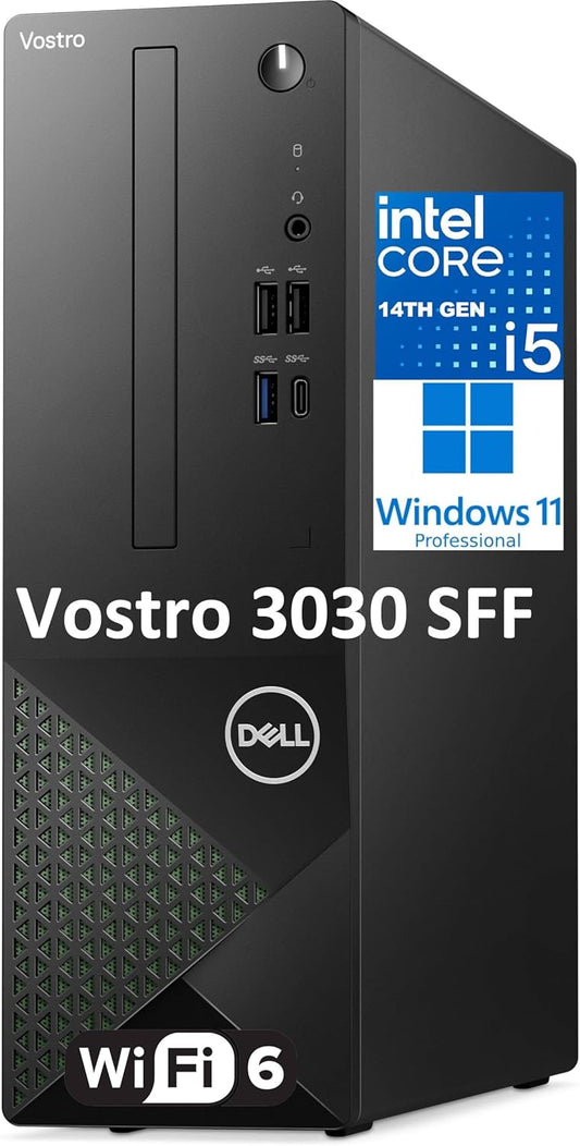 Dell Small Desktop Computer for Home & Business - 3030s SFF Desktop PC, Intel Core i5-14400 (Beat i7-13620H), 16GB DDR5 RAM, 512GB PCIe SSD, WiFi 6, Bluetooth, KB and Mouse, Windows 11 Pro