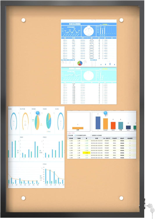 36 x 24 in Waterproof Outdoor Bulletin Board Lockable Wall-Mounted with Cork Backing, Ideal for Schools, Offices, and Restaurants