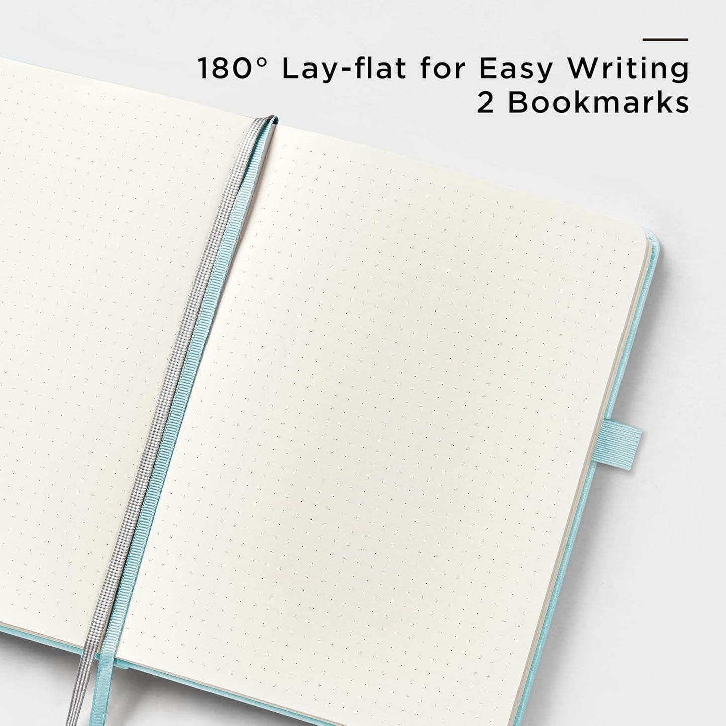 &And Per Se Dotted Journal Notebook, A5 Hardcover Leather Bullet Dotted Journal, 160 Pages 100 gsm Thick Dotted Paper，3 Sheets of Stickers Included - 5.7'' x 8''（Cyan）