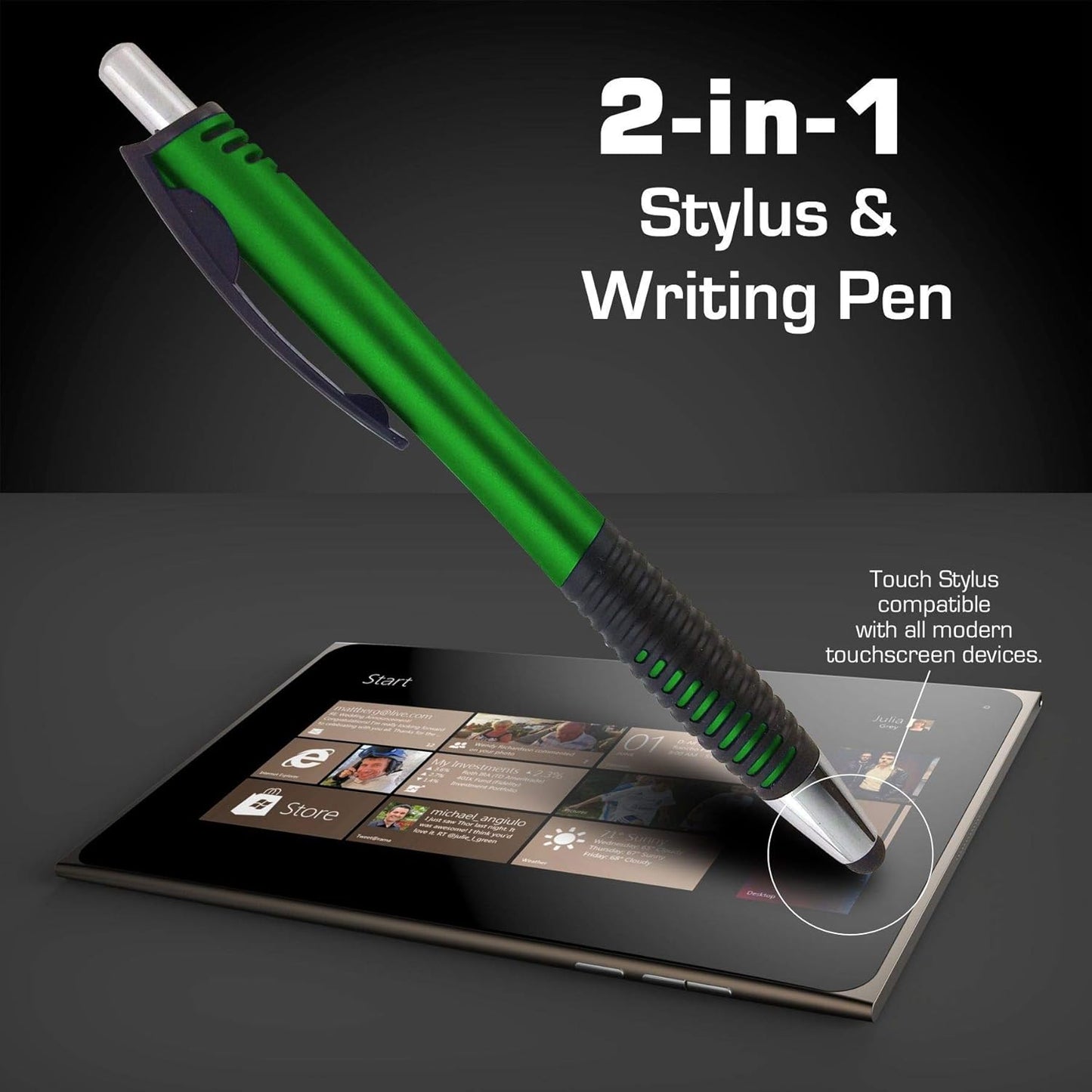 Personalized Pens with Your Custom Logo or Text-250 Pack Bulk-for Businesses, Parties, and Events, 2 in 1 Capacitive Stylus & Ballpoint Pen Compatible with Most Touchscreen Devices, Assorted