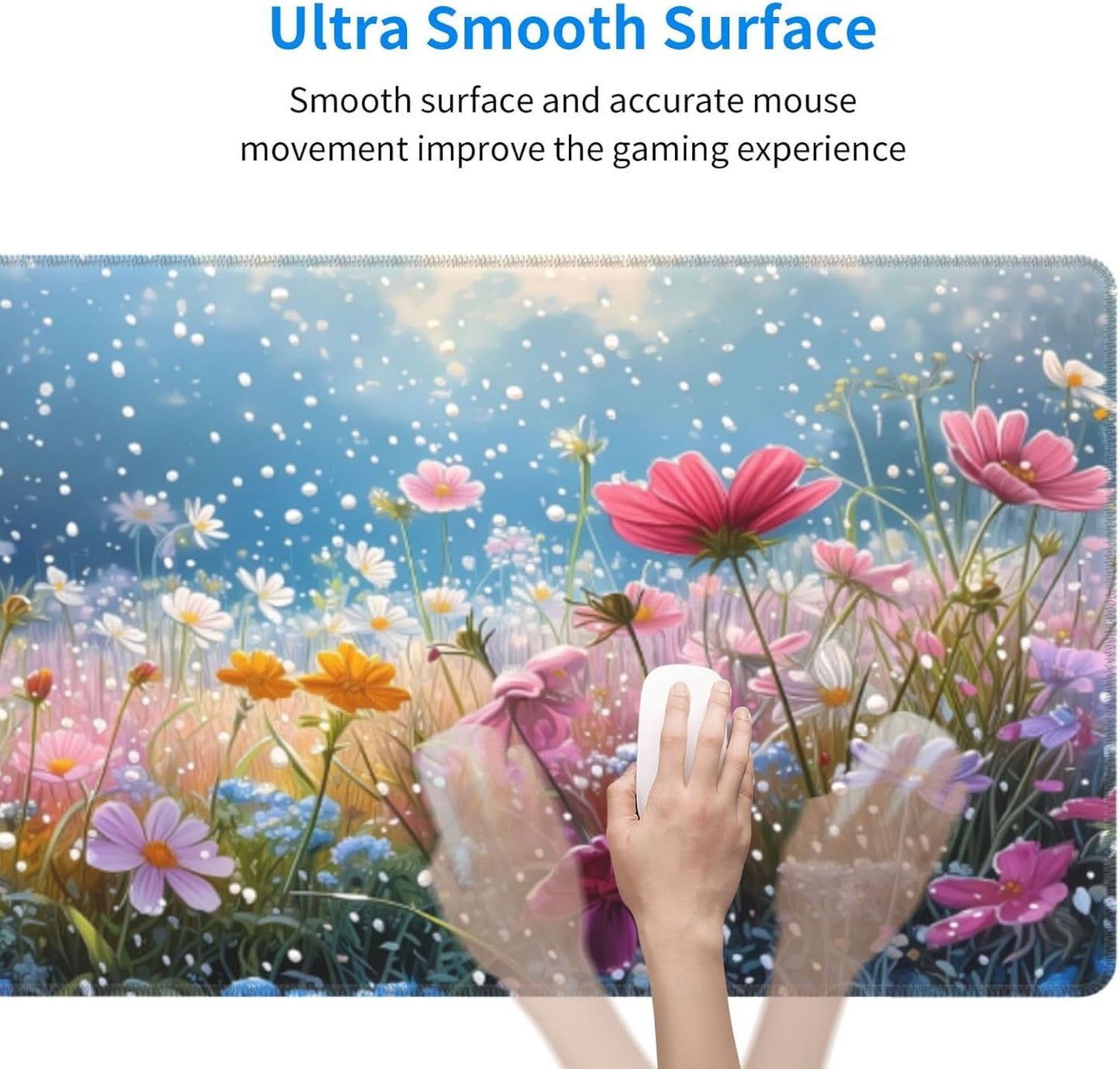 Gaming Mouse Pad Desk Pad,Extended Big Mouse Pad,31.5x11.8 Inch Long Computer Keyboard Mouse Mat Mousepad with 3mm Non-Slip Base and Stitched Edge for Gaming and Office… (Flowering shrubs)