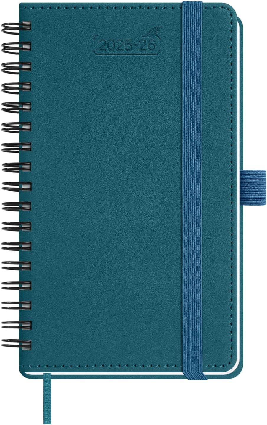 BEZEND Pocket Planner 2025-2026 Weekly and Monthly, 3.5" x 6" Academic Planner (Jul 25-Dec 26) 18-Month Mid-Year Calendar Book, Storage Pocket, Pen Holder, PU Leather Softcover, Spiral - Dark Green
