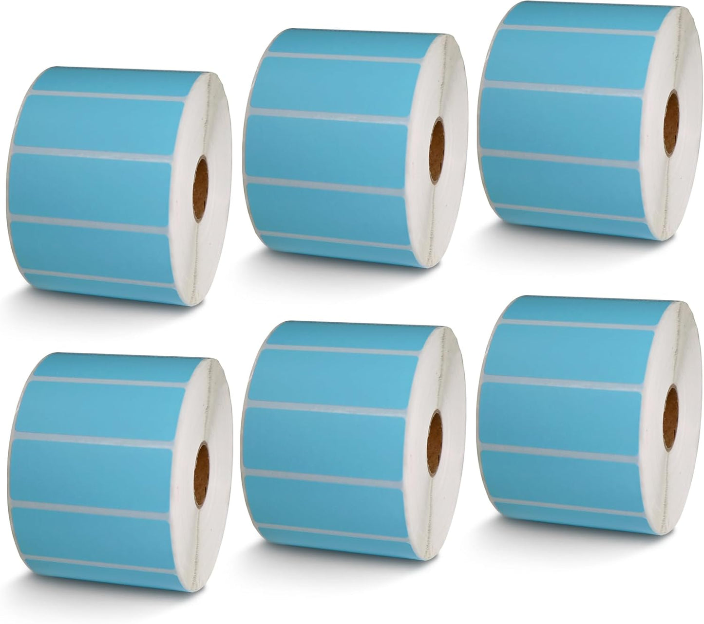 BETCKEY - 2.625" x 1" File Folder & Address Labels Compatible with Zebra/Rollo Label Printer,Premium Adhesive & Perforated[Light Blue, 6 Rolls, 12000 Labels]