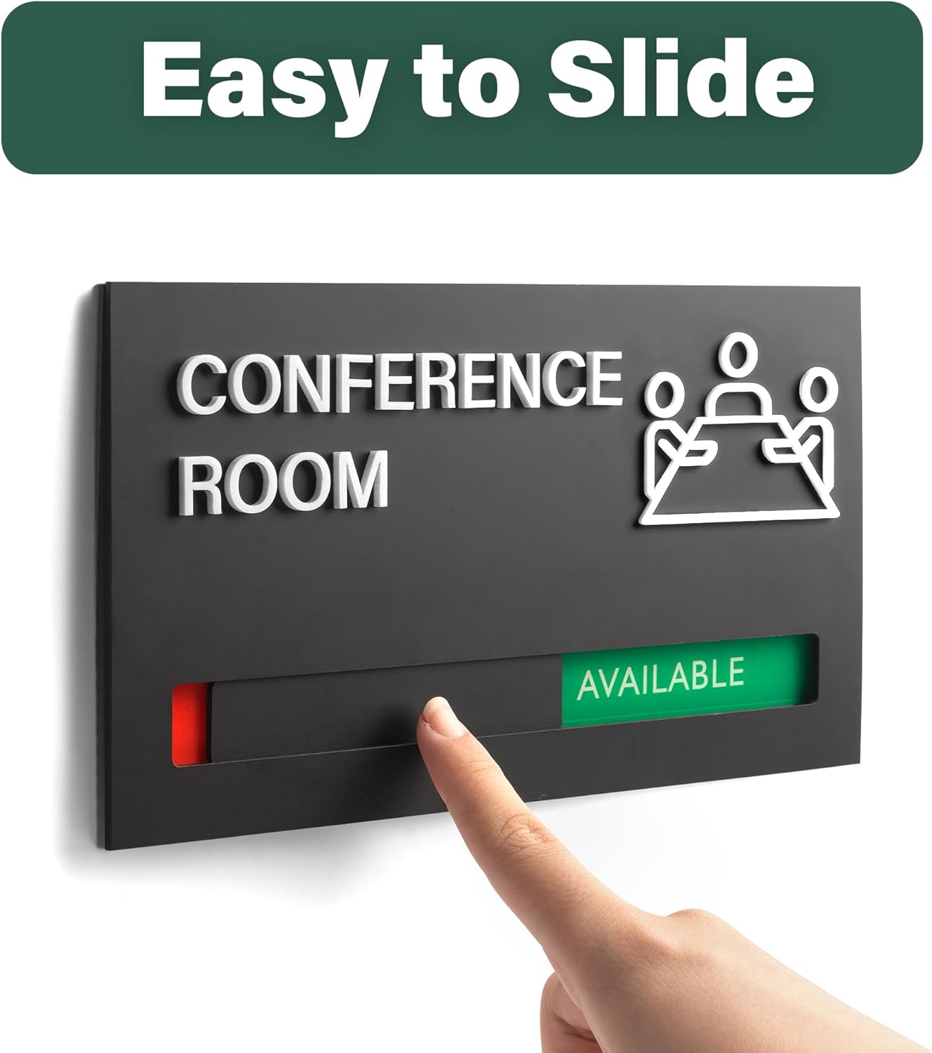 ""9x5 Privacy Slider Sign - In Use/Available for Mother's Rooms, Conferences, Wellness Areas | Office & Hospital Door Indicator"", Black