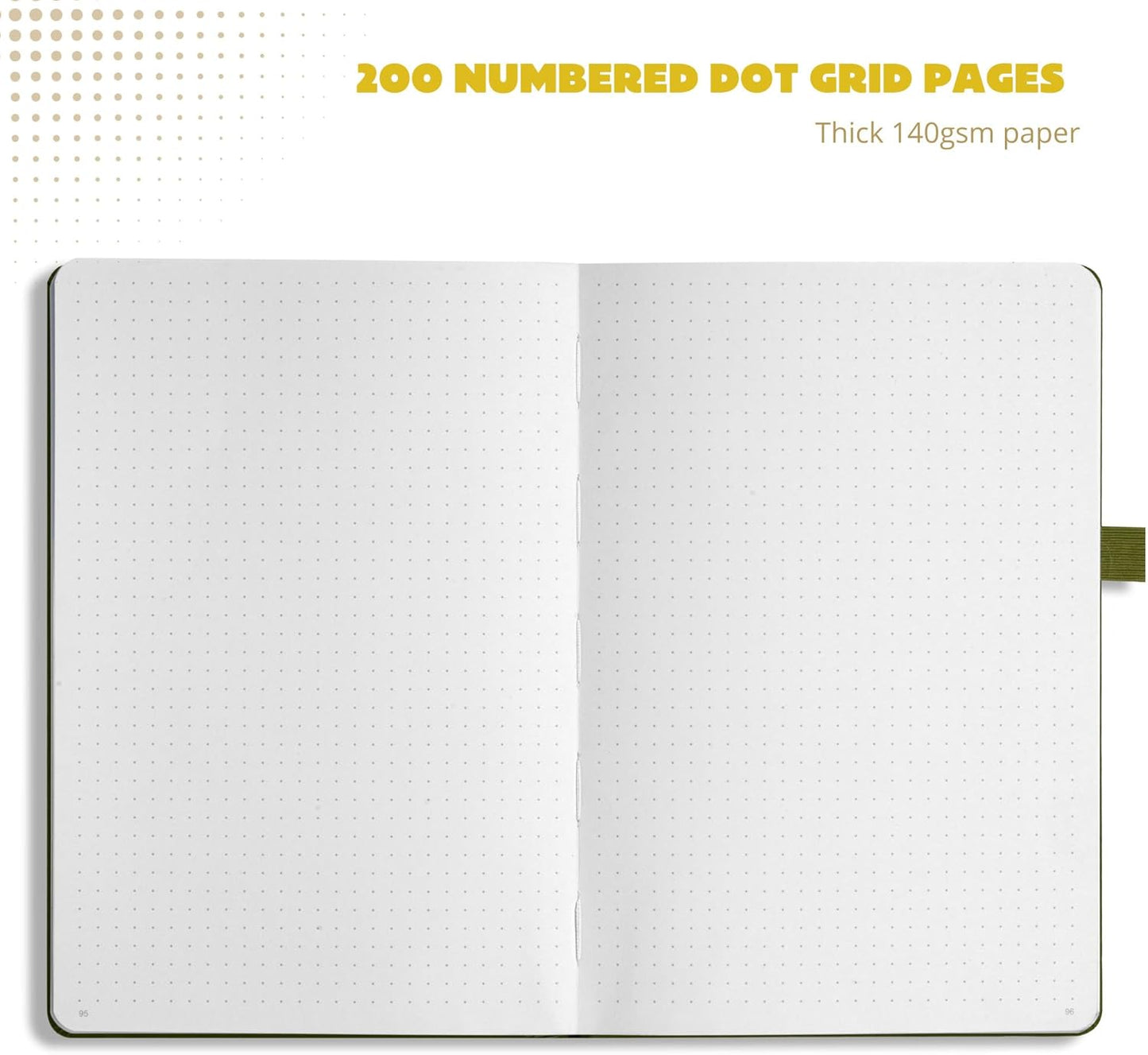 Dotted Journal – 140gsm Bleed Proof Thick White Paper – 200 Numbered Dot Grid Pages – 5.8 x 8.3 inch Bullet Dotted Notebook