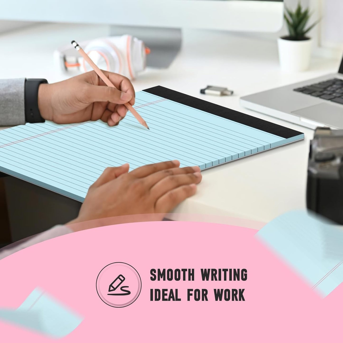 Colored Legal Pads, 3 Pack Writing Pads 8.5 x 11, Wide Ruled Legal Notepads, Lined Pads of Paper 8.5 x 11, Blue/ Purple/Green Note Pads, 30 Sheets Per Legal Pads for School, College, Office, Home