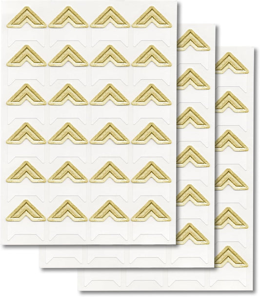 GOONAVI 10 Sheets 240 Pcs Shiny Gold Acid-Free Photo Corners, Self-Adhesive Mounting for Wedding Scrapbook Supplies, DIY Photo Album, Journal, Guest Book, Memory Book