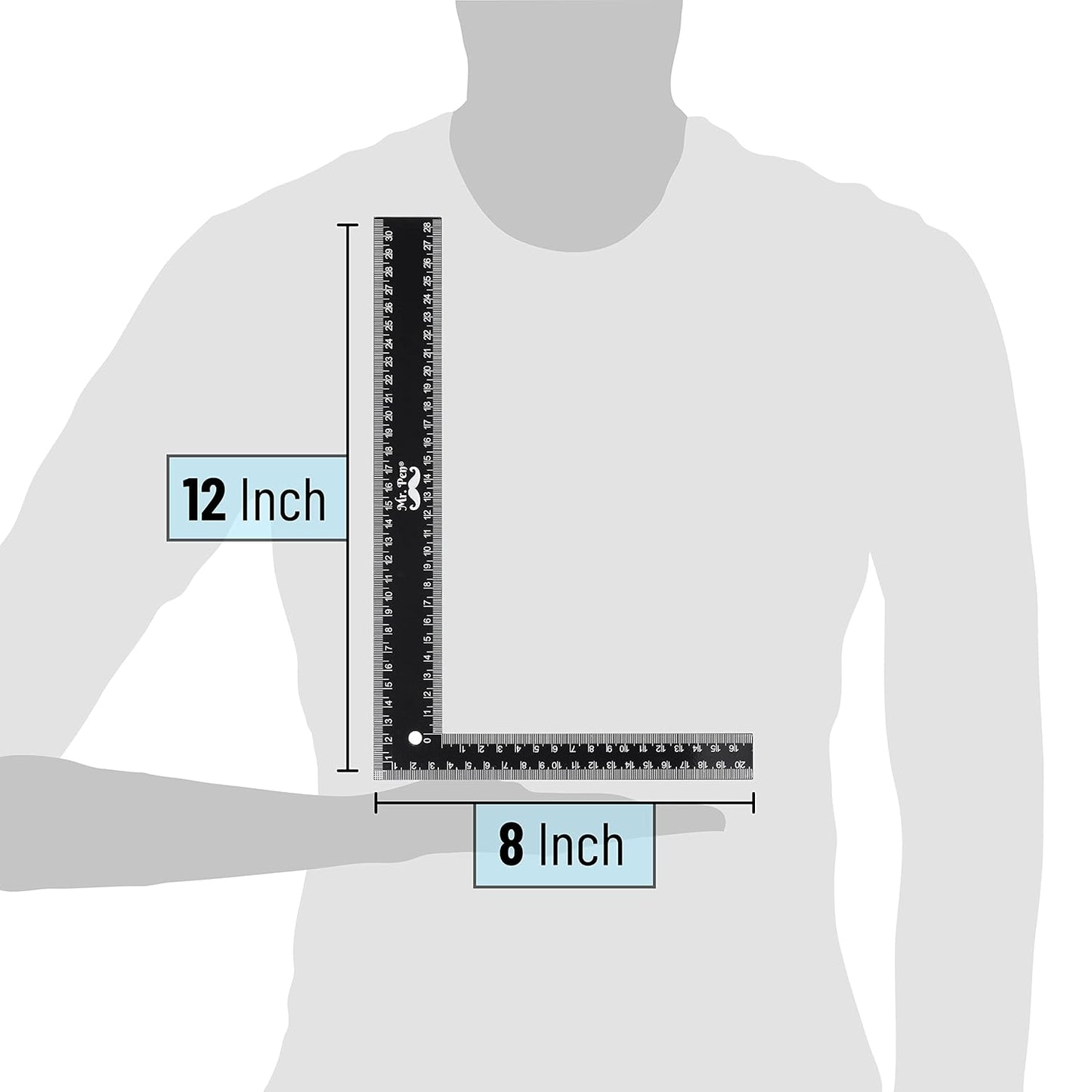Mr. Pen- Carpenter Square, Framing Square, 8 inch x 12 inch , Carpenters Square , Right Angle Ruler, Framing Tools, L Shape Ruler, Metal Square, Steel Square