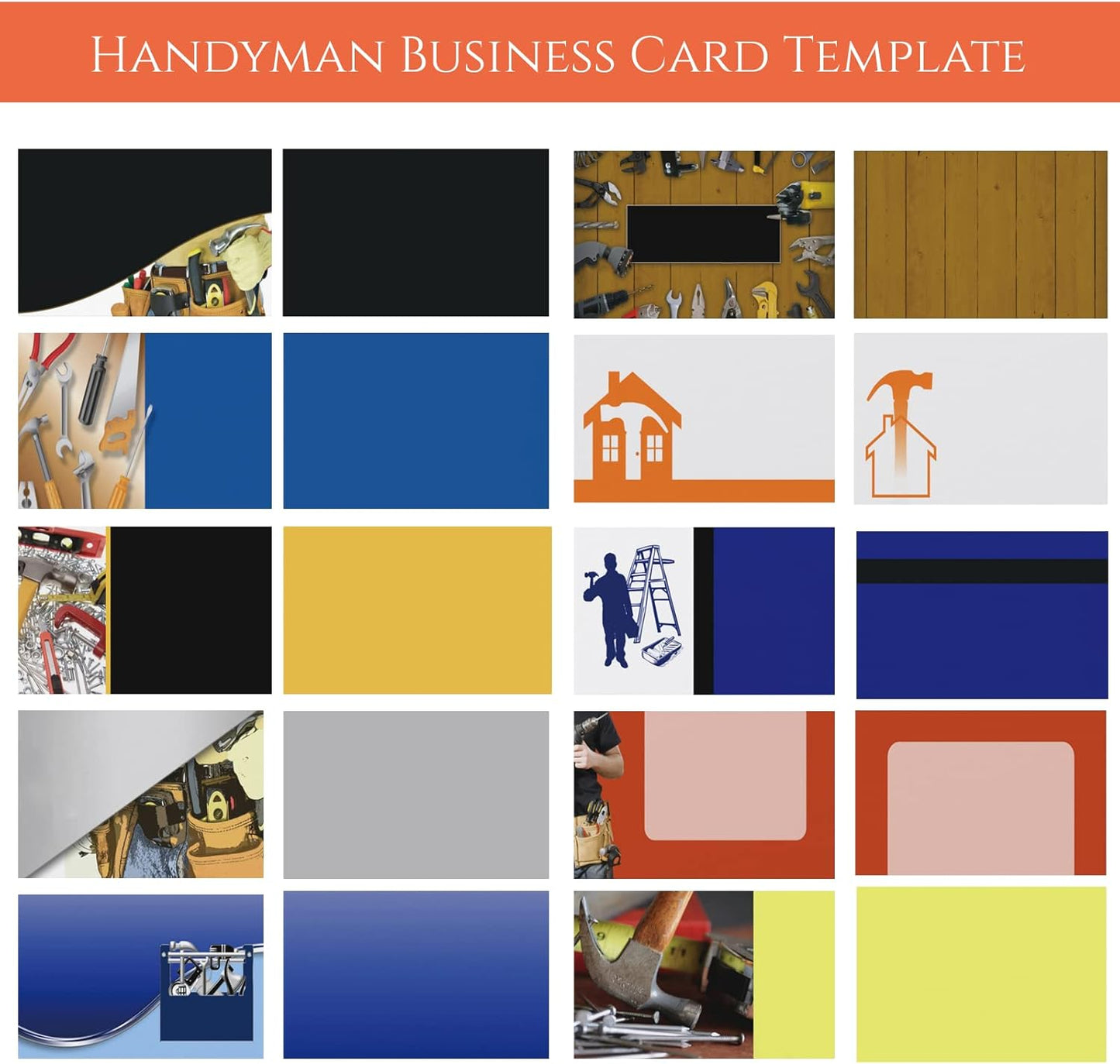 Custom Business Cards Personalized Business Cards for Small Business 300gsm Matte Paper Front & Back Sides Printed 3.5" x 2" - Handyman Template