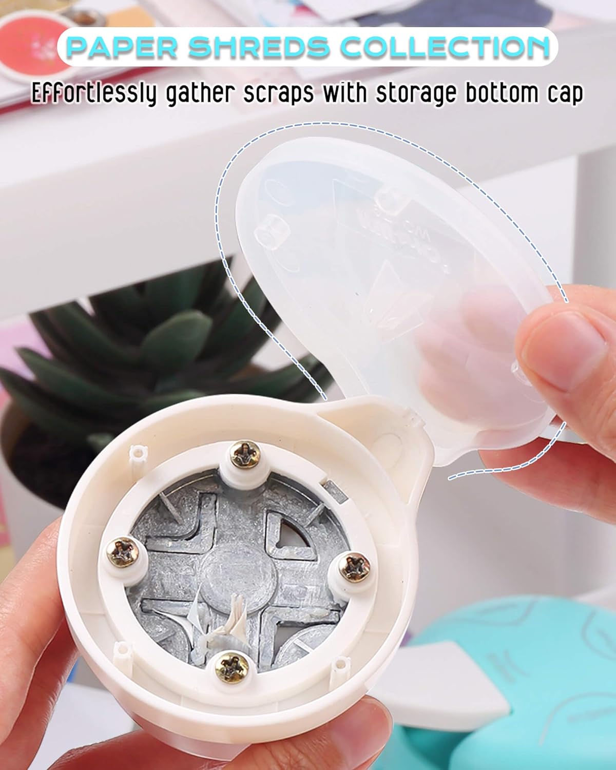 Corner Rounder Punch Cutter - 4-in-1 Paper Corner Punch, 3 Size Rounded Corners and 1 Concave Corner with Bottom Paper Shreds Collection (White)