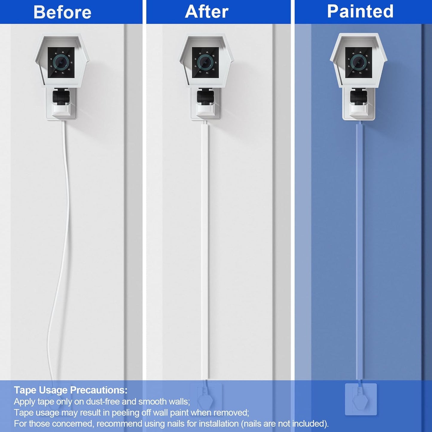 Cord Hider Wall for One Cord, 136in Cord Covers for Wires on Wall, Easy Install Cable Cover Wall, Cable Raceway White Hide Cords, Cable Hider Cord Management Wall, 8X L17in W0.6in H0.4in