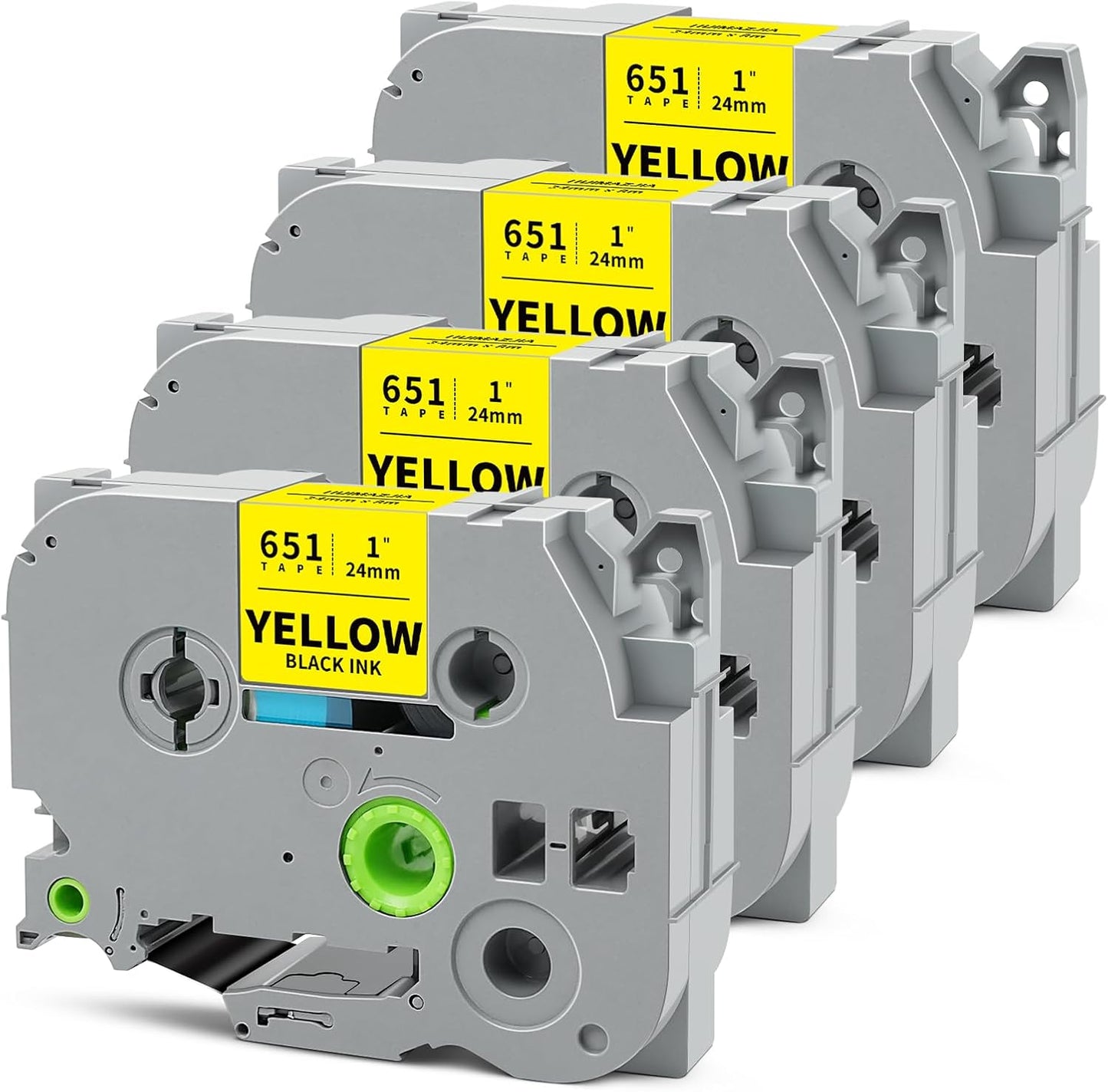 Tze651 24mm 0.94" Laminated Yellow Tape Compatible for Brother Tze-651 Tz-651 P Touch Tz Tze 24mm 1" Black on Yellow Label Maker Tape for PTD600 PTD610BT PTP710BT PTP750W PTE550W, 4-Pack