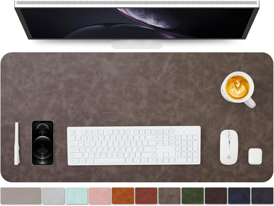 Distressed Leather Desk Mat - Non-Slip PU Desk Pad for Office and Home - Desk Organization and Accessories - Ideal for Large Mouse Pad and Desk Mats on Top of Desks(Slate Gray,36"x 17")