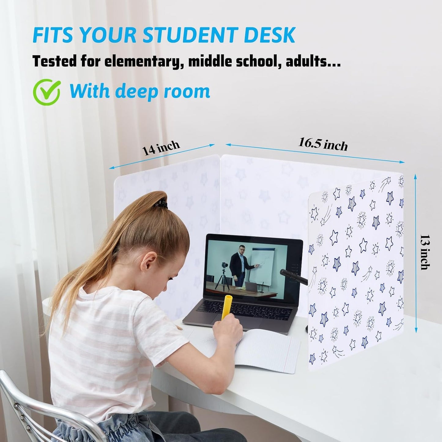 24-Pack Desk Dividers for Students, Waterproof Plastic Study Carrel Divider, Durable Testing Dividers for Classroom Teacher Supplies, Easy to Clean Privacy Shield Folder Boards for Student Desk White