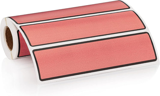 Carstens Adhesive Sticker Labels, 5 3/8” x 1 3/8”, Binder Labels for 1.5” – 4” Ring Binder Spines, Rose, Roll of 200