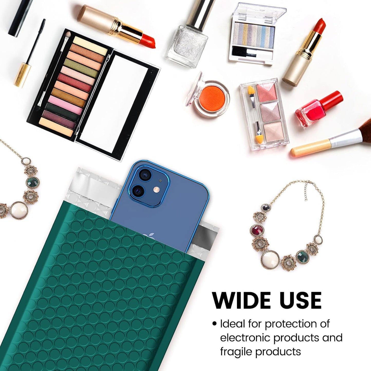 Fuxury Bubble Mailers 4x8" 200 Pack Self Seal Bubble Envelopes Padded Mailers Usable Size 4x7" Forest Green Padded Envelopes for Small Business Envelope Mailers