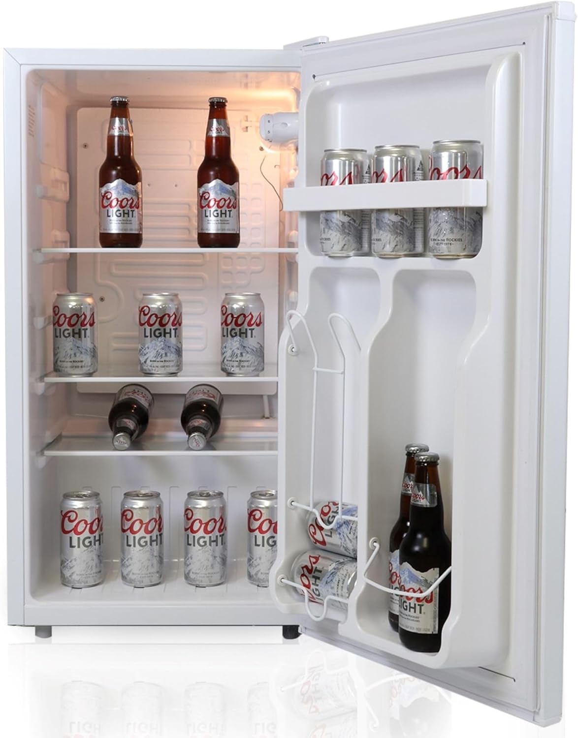 Coors Light Refrigerator - Mini Fridge For Kitchen, Bedroom, Office, Dorms, Cuarto, Cool Storage For Wine, Drink, Beverages, Compact Free Standing, Neveras Pequeñpara, 3.2 Cubic Feet Capacity, White