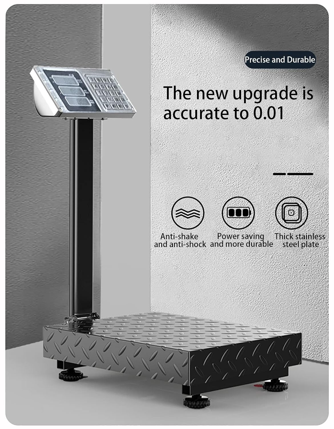 660 lb Industrial Platform Scale Weight Shipping Scale 0.1 LB Accuracy Postal Scale for Packages Luggage Weighing with Price Computing Counting Kg/LB Switching LCD Display