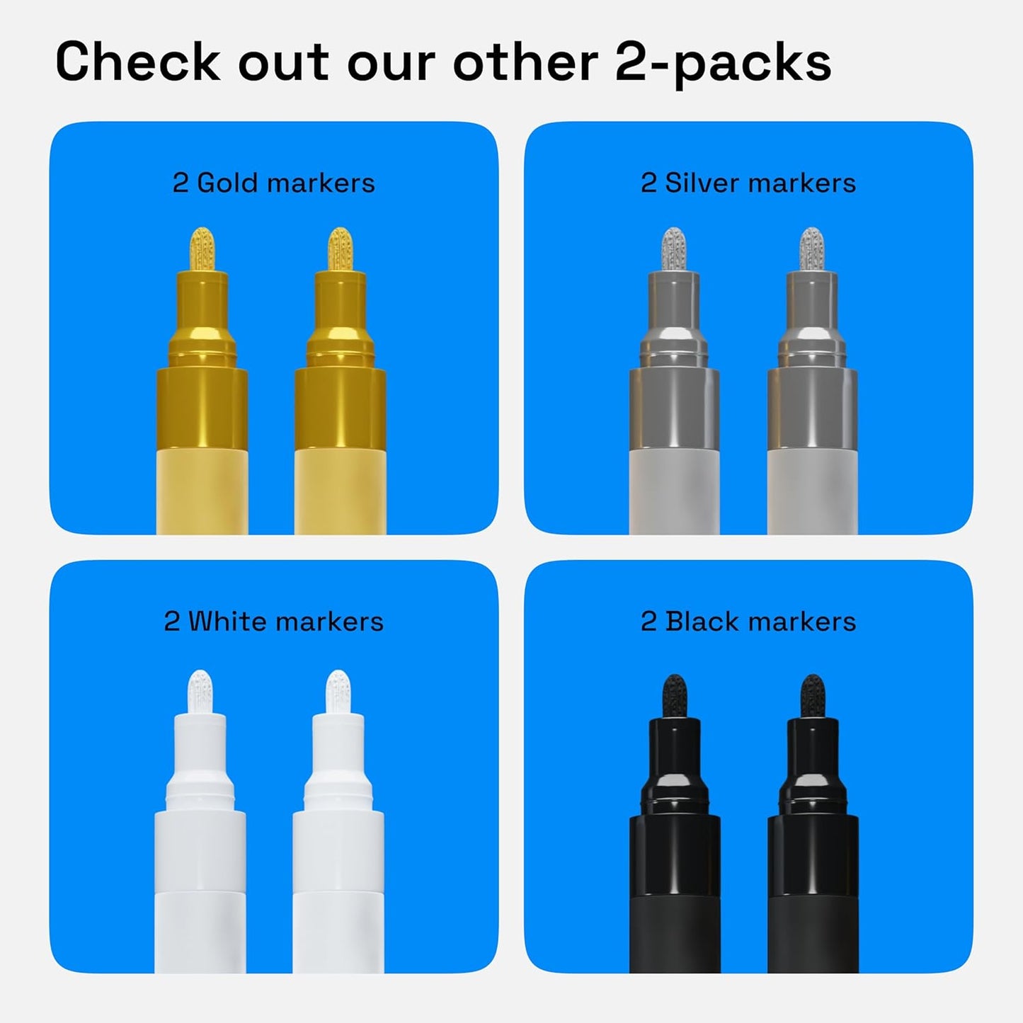 ARTISTRO 2 Silver Acrylic Paint Markers - 3mm Medium-Tip Paint Pens - Perfect for Crafting, Art Projects, & More