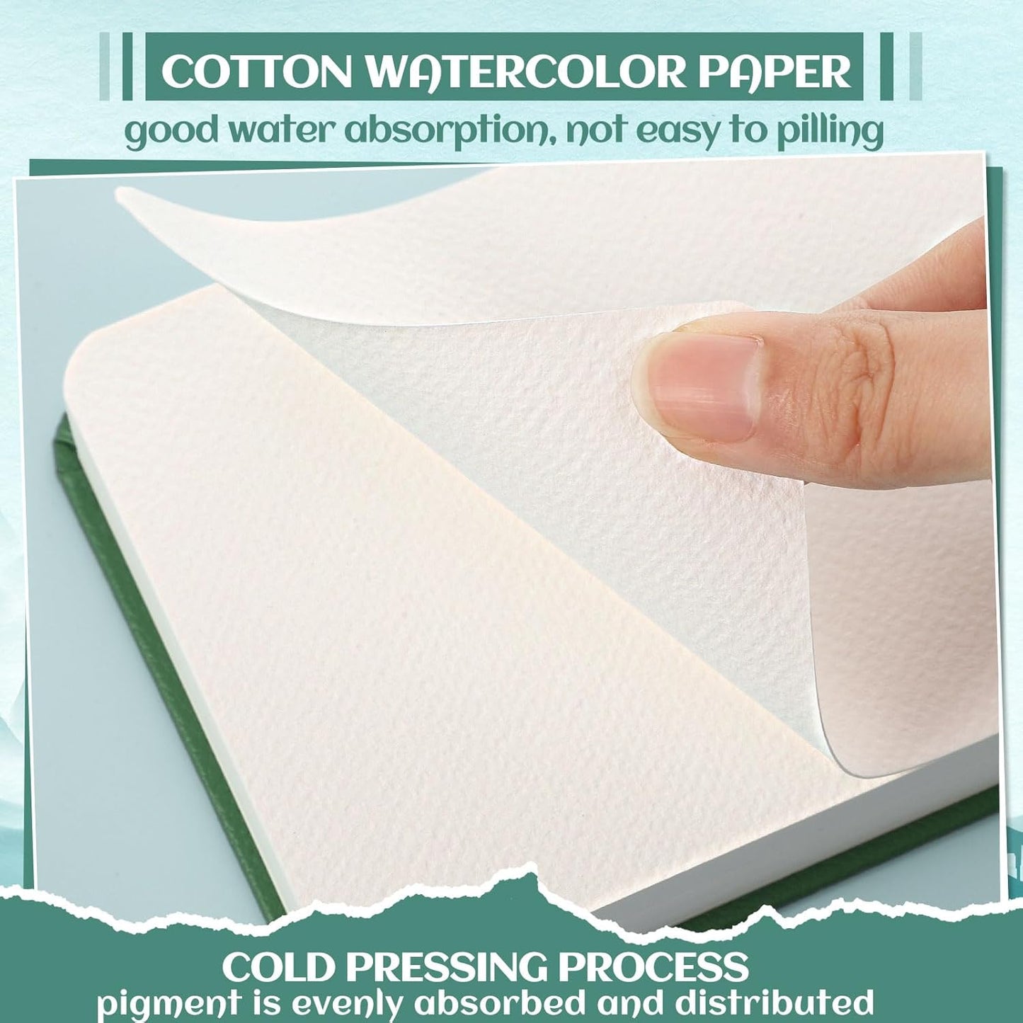 40 Sheets Watercolor Journal 4x6in, 140 lb/300 GSM Watercolor Sketchbook Cold Press Watercolor Paper Watercolor Notebook for Art Painting, Drawing, Mixed Media