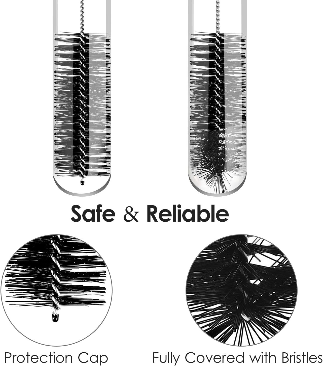 Black Nylon Cleaning Brush Set, 12-Piece, Suitable for Bottle, Teapot, Airbrushes, Espresso Machines, Protective Design, Dishwasher Safe