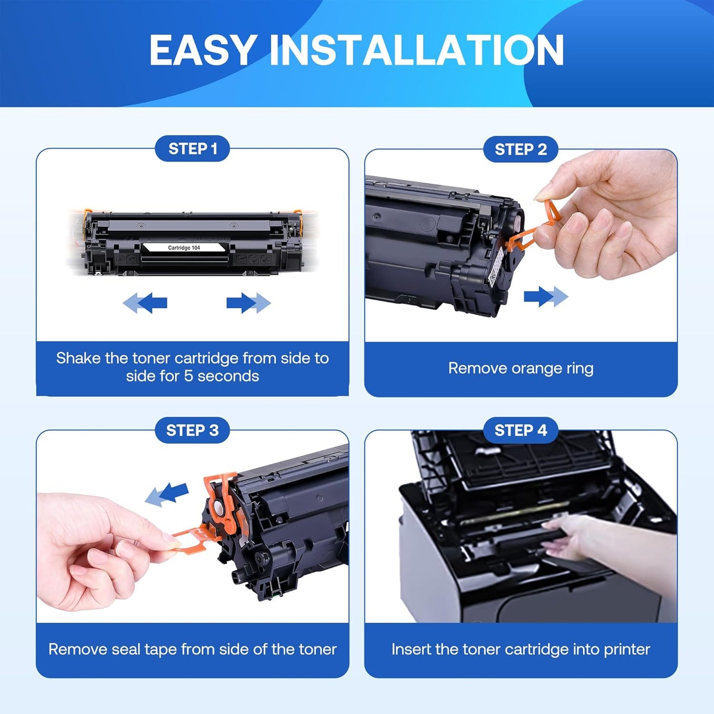 4-Pack 104 Black Toner Cartridge Replacement for Canon 104 CRG104 ImageClass D420 D480 MF4350D MF4370DN MF4150 MF4270 MF4690 Laser Printer