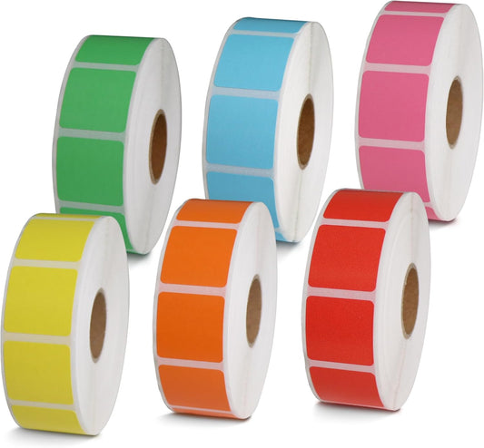 BETCKEY - 1" x 1" Square QR Code Labels Replacement for Zebra & Label Printer,Premium Adhesive & Perforated[Mixed: Light Blue + Red + Green + Pink + Orange + Yellow, 6 Rolls, 8280 Labels]