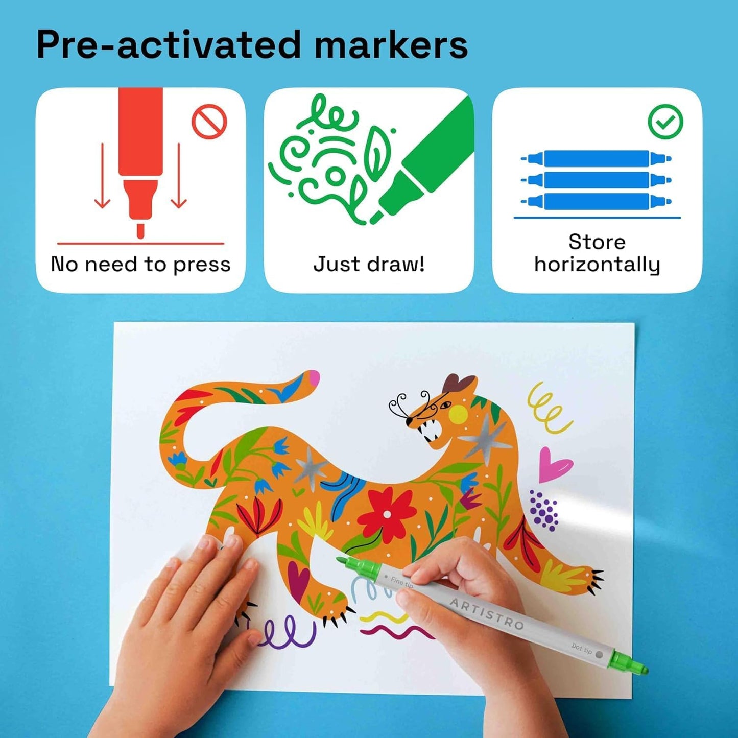 ARTISTRO 2 Black&White Dual-Tip Acrylic Paint Pens - Multisurface Markers for Fabric, Plastic, & More, 5mm Dot + 1mm Fine Tips