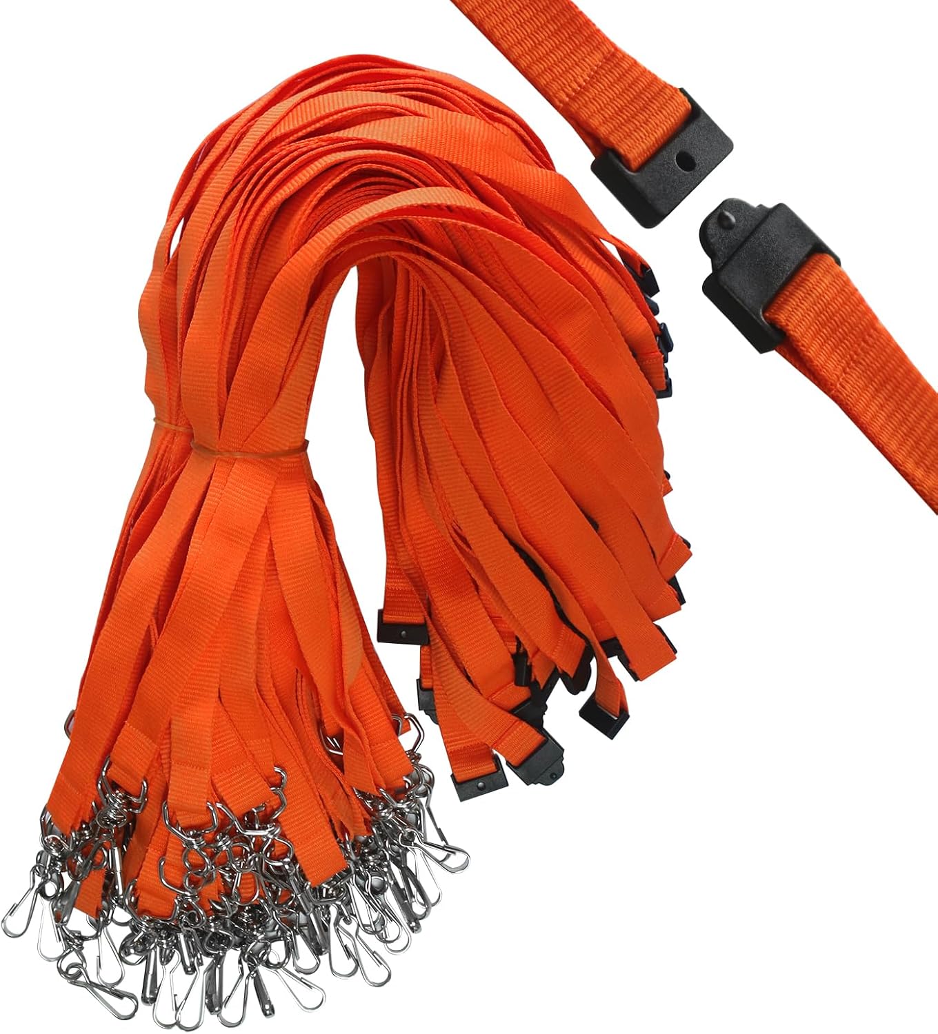 66 Pcs Breakaway Lanyards with Swivel J Hook Premium Bulk Flat Safety Lanyards for ID Badges, Schools, Students, Coaches, Festivals, Volunteers and Team Activities (Orange)
