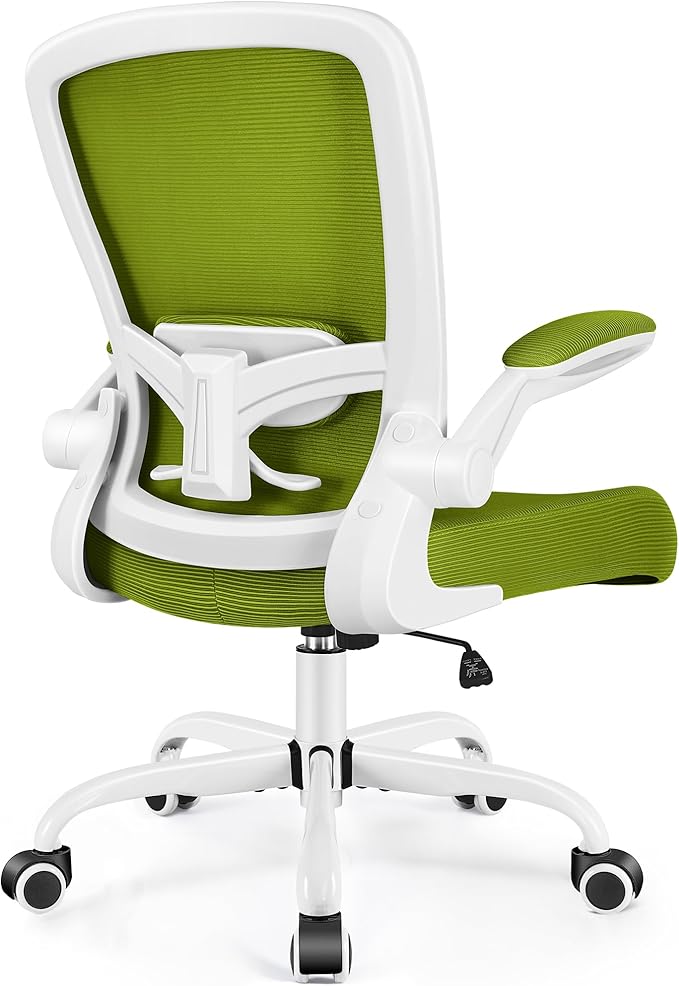 FelixKing Office Chair, Ergonomic Desk Chair Breathable Mesh Chairs with Adjustable High Back Lumbar Support Flip-up Armrests, Executive Swivel Comfy Task Computer Chairs for Home Office Avocado Green