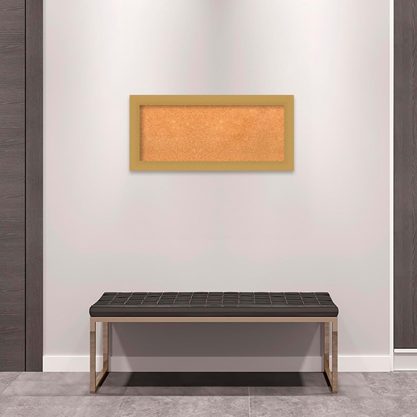 Amanti Art Natural Cork Board for Wall, 16x34 Vision Board with Gold Frame, Medium Corkboard Office Decor for Home Organization, Casual Corkboard Pinboard to display items for home organization