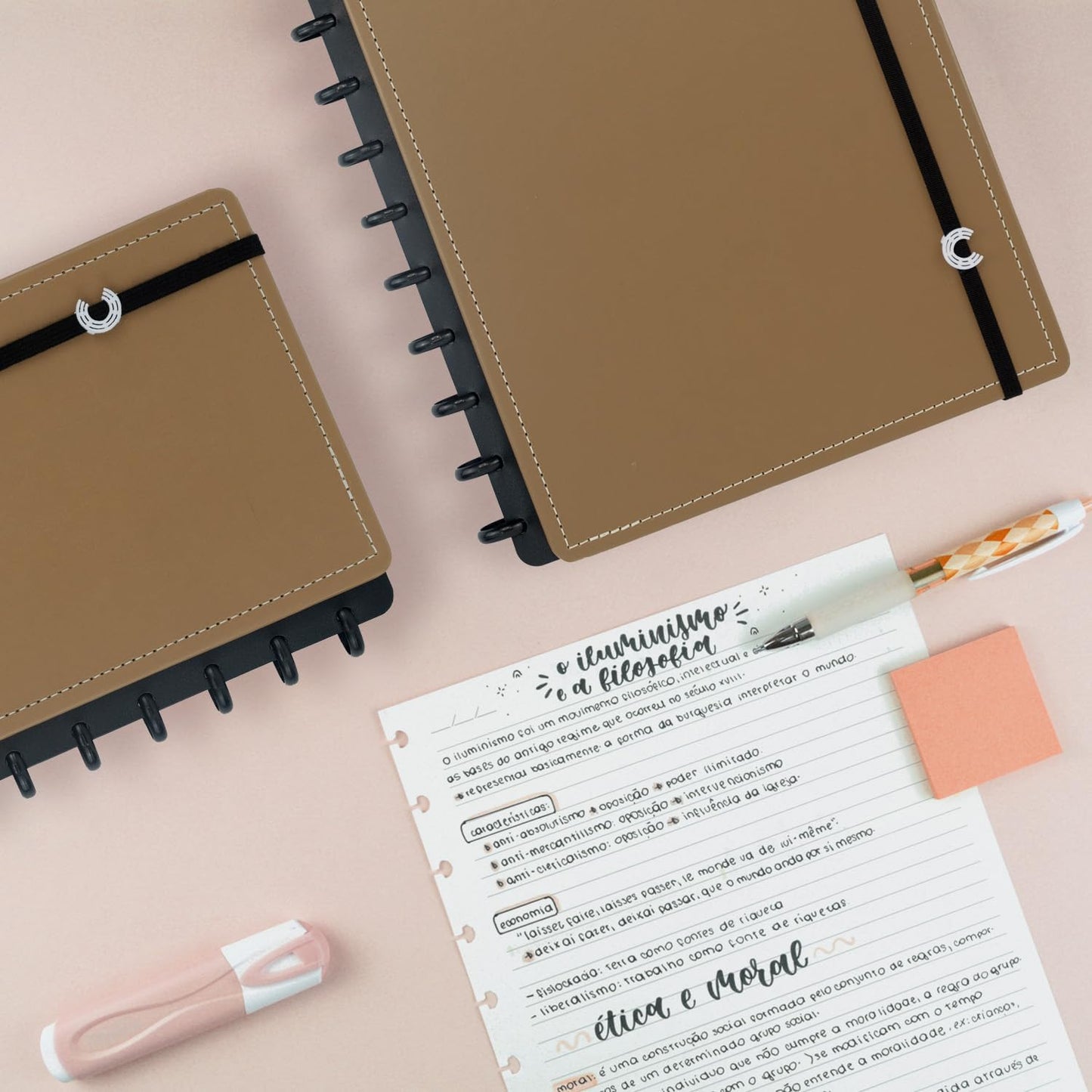 Discbound Premium - Plan, Organize, Customize, and Create with Ease. For Work Meetings, School, Journal, or Daily Use (CARAMEL, LARGE 7.87 x 10.82 in)