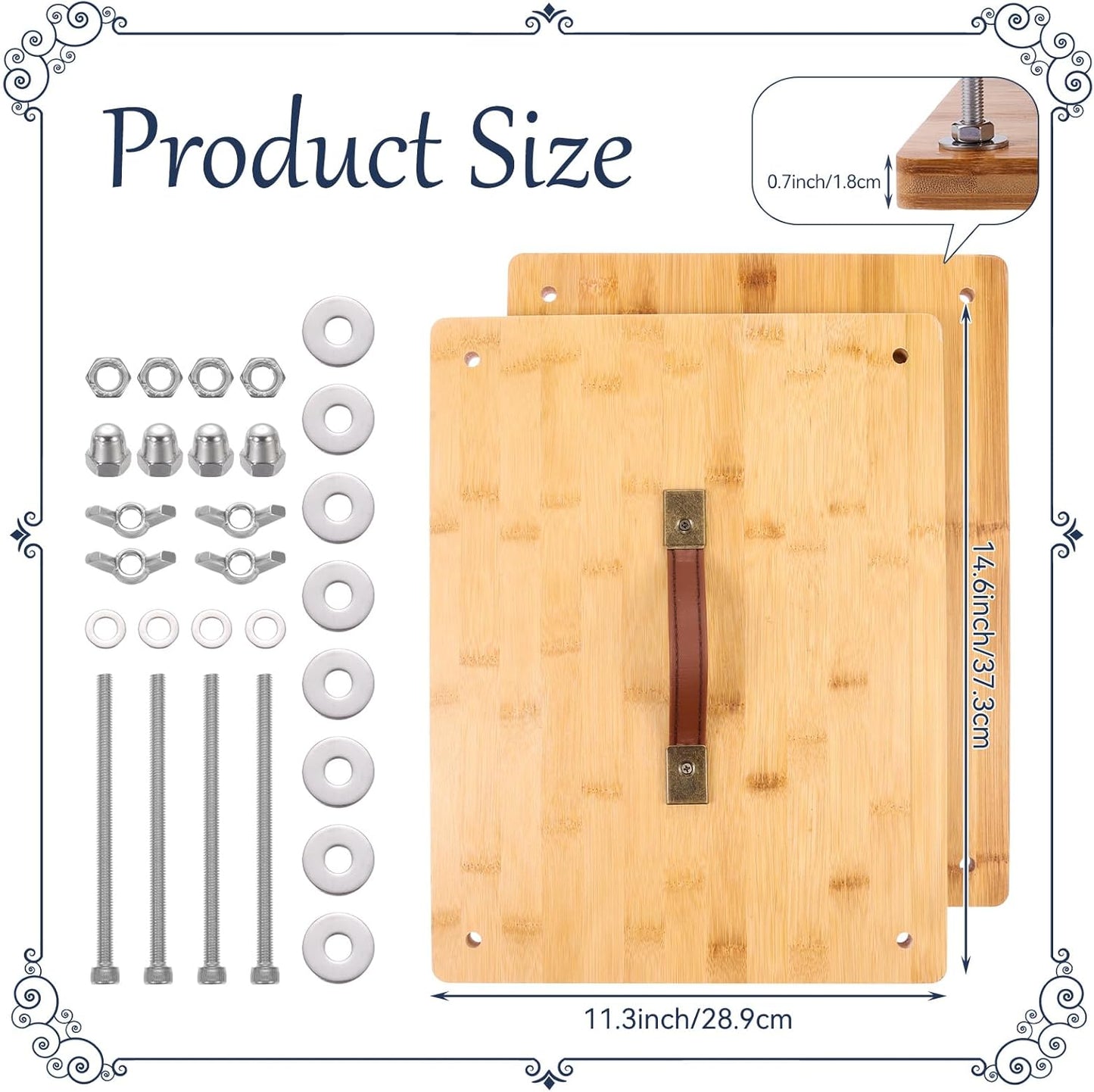 RANERVZ Large Bookbinding Press with Portable Handle, Bamboo Wood Oversized 14.8 x 11.4 Inch Ergonomic Book Binding Paper Machine Handmade DIY Craft Projects Binder Tool Supply Easy Assemble