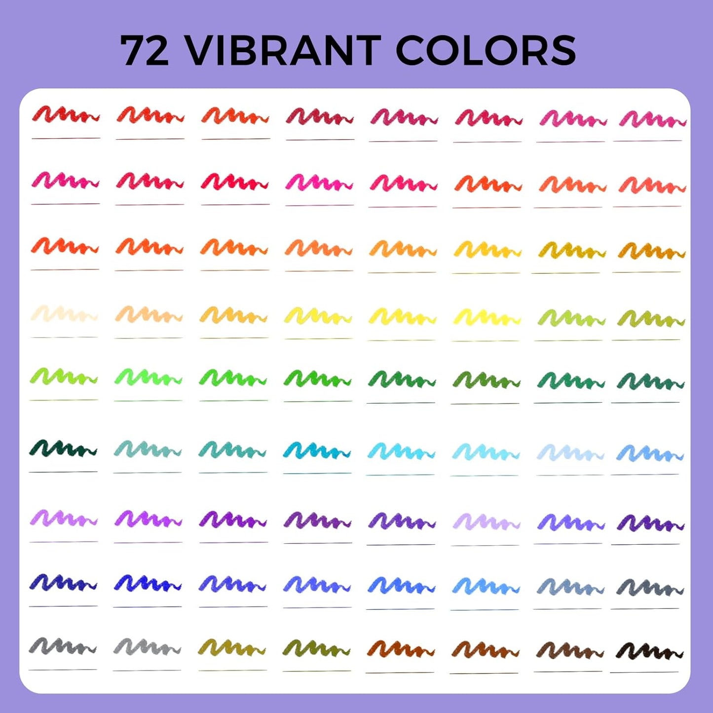 Artecho 72 Colors Markers for Adult Coloring Books No Bleeding, Dual Tip Markers for School, Fine and Brush Tip for Adults Coloring Books, Calligraphy, Drawing, Sketching