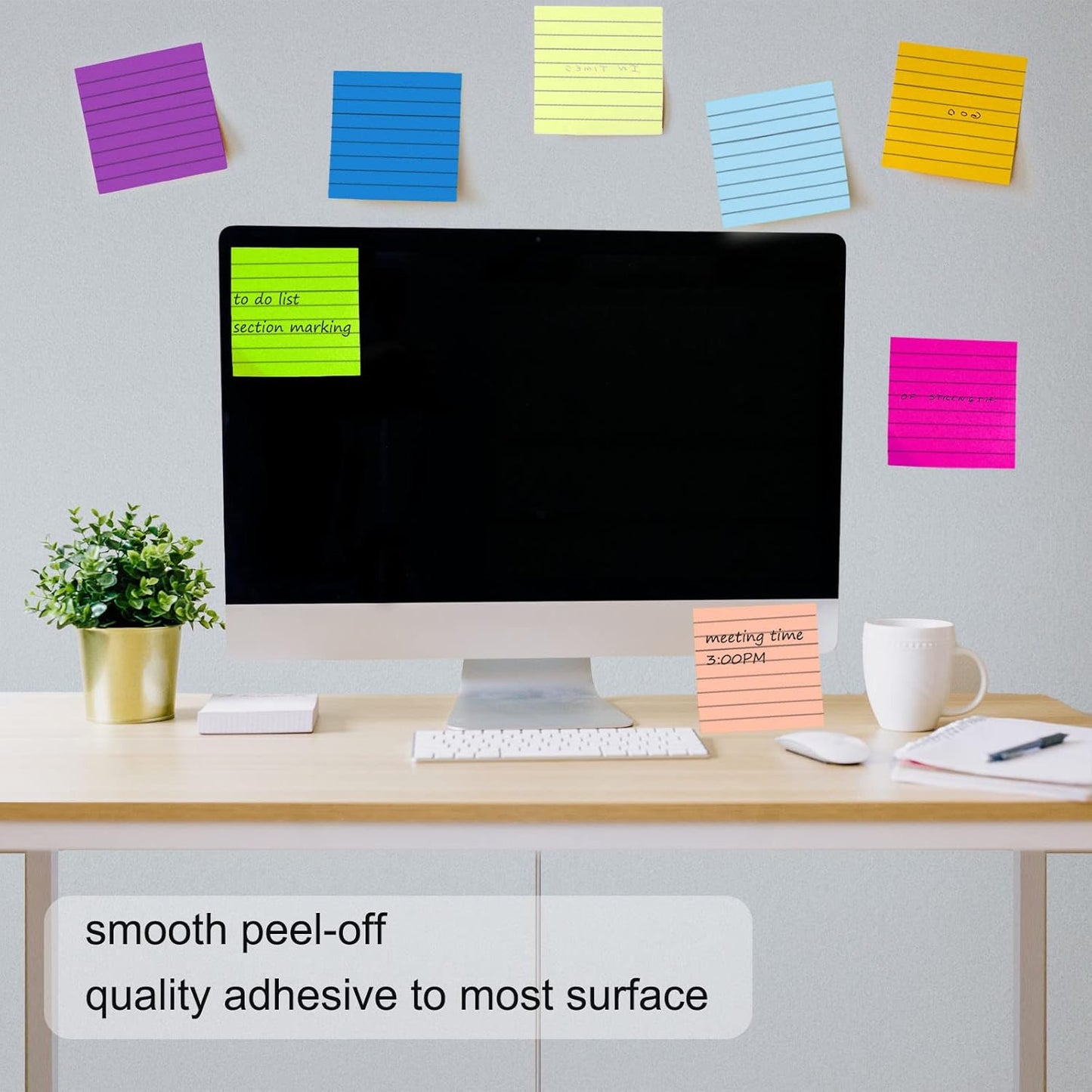 48 Pack 3840 Sheets Pop Up Sticky Notes Lined 3x3 inch Self-Stick Notes Pads Post Lined Sticky Note Pads Accordion Pop Up Notes Refill for Dispenser Home Office School, 80 Sheets/pad (Bright Color)