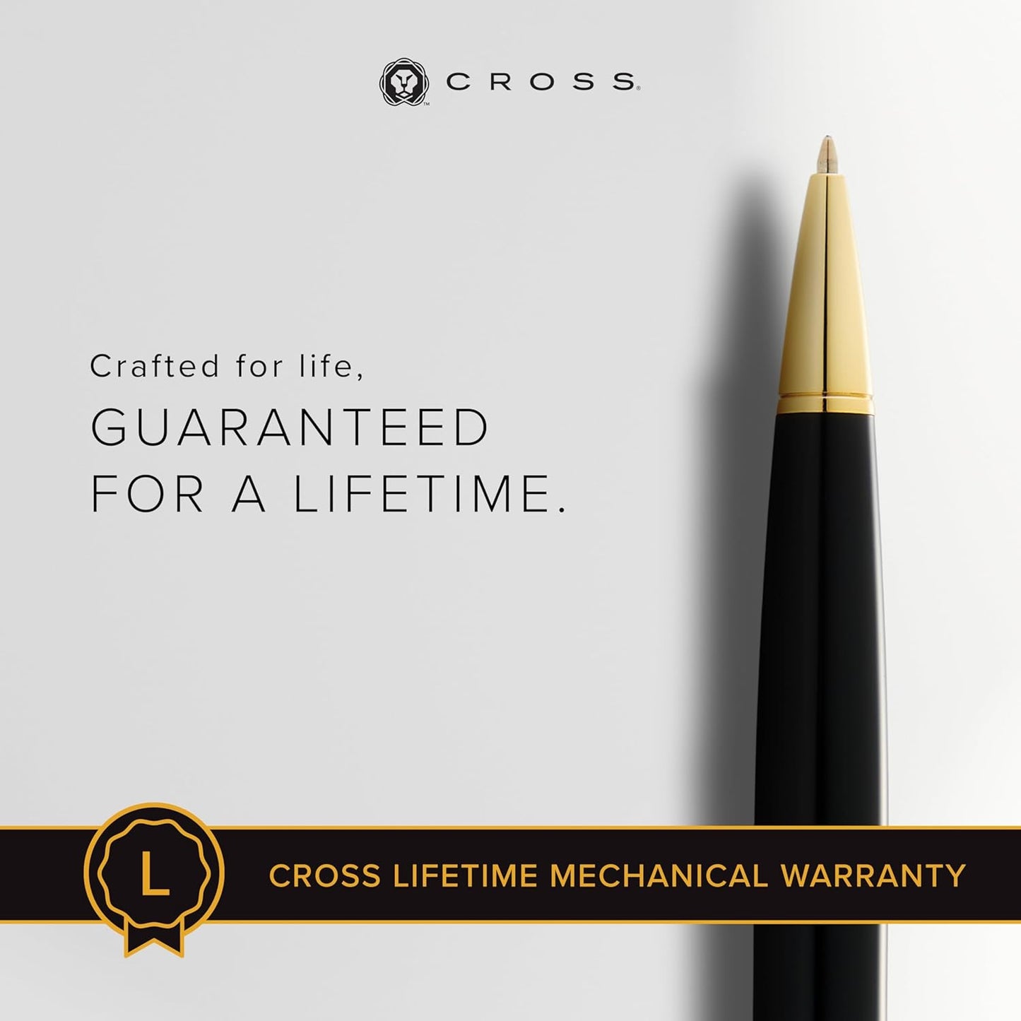 Cross Bailey Light Refillable Ballpoint Pen Presented in a Everyday Gift Box - Medium Point, Black Ink, Polished Black