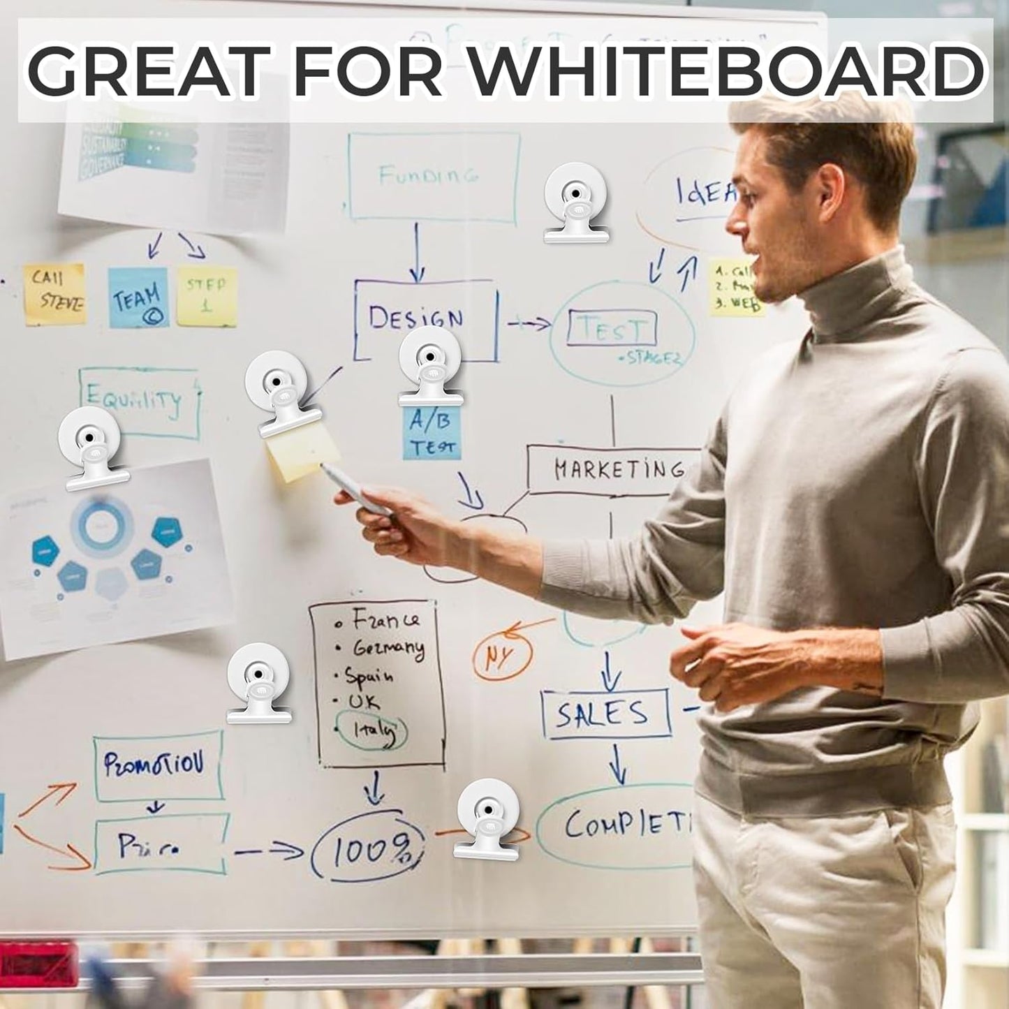 20 Pack Refrigerator Magnets, White Magnetic Clips Whiteboard Magnets, Magnet Clips Heavy Duty Fridge Magnets for Photo Displays, Home, Office, Classroom