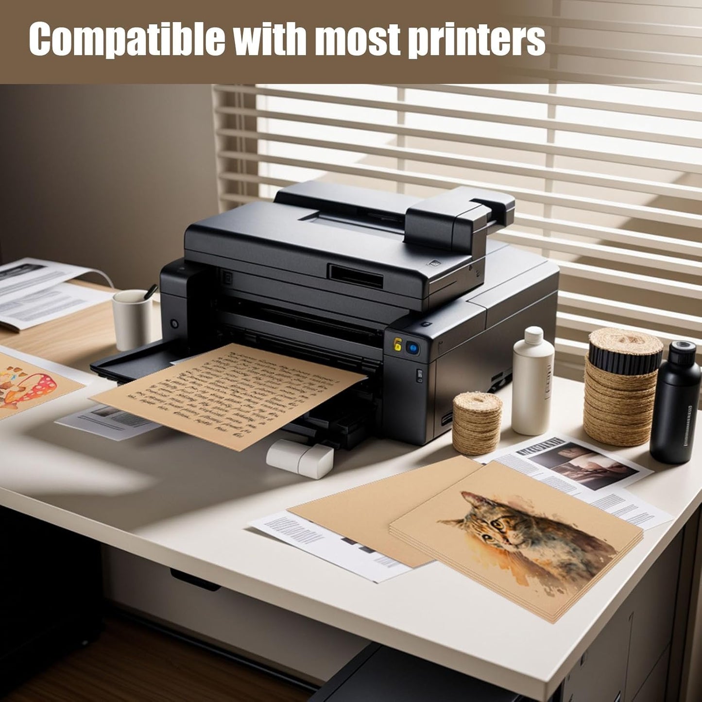 BigOtters 100 Sheets Kraft Paper Brown Cardstock, 65lb/ 180gsm Kraft Card Stock Paper, Back to School Supplies, 8.5 x 11 Inches