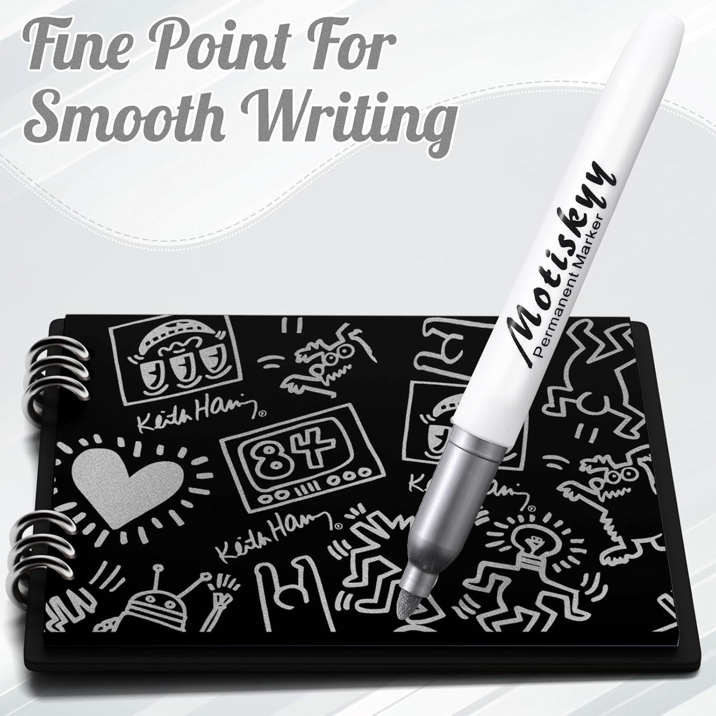 180 Pcs Metallic Permanent Markers Bulk Fine Point Metallic Markers Pens for Fabric, Black Paper, Cards, Scrapbook, Wood, Plastic, Canvas, Mugs, DIY Art Crafts, Etc (Silver)