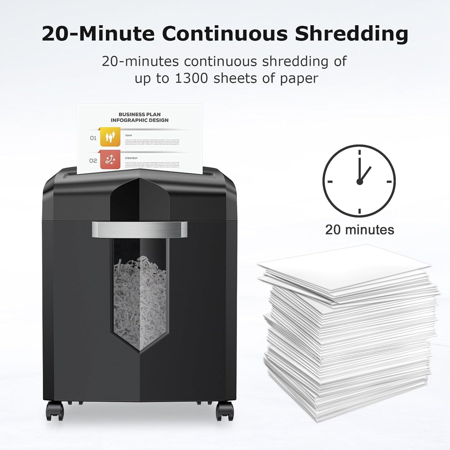 Bonsaii Paper Shredder, 12 Sheet Cross Cut Shredders for Home Office Heavy Duty, 20-Minutes Running Time with 4.2 Gal Pullout Bin for Credit Card Jam-Proof Shredding Machine (C266-A New)