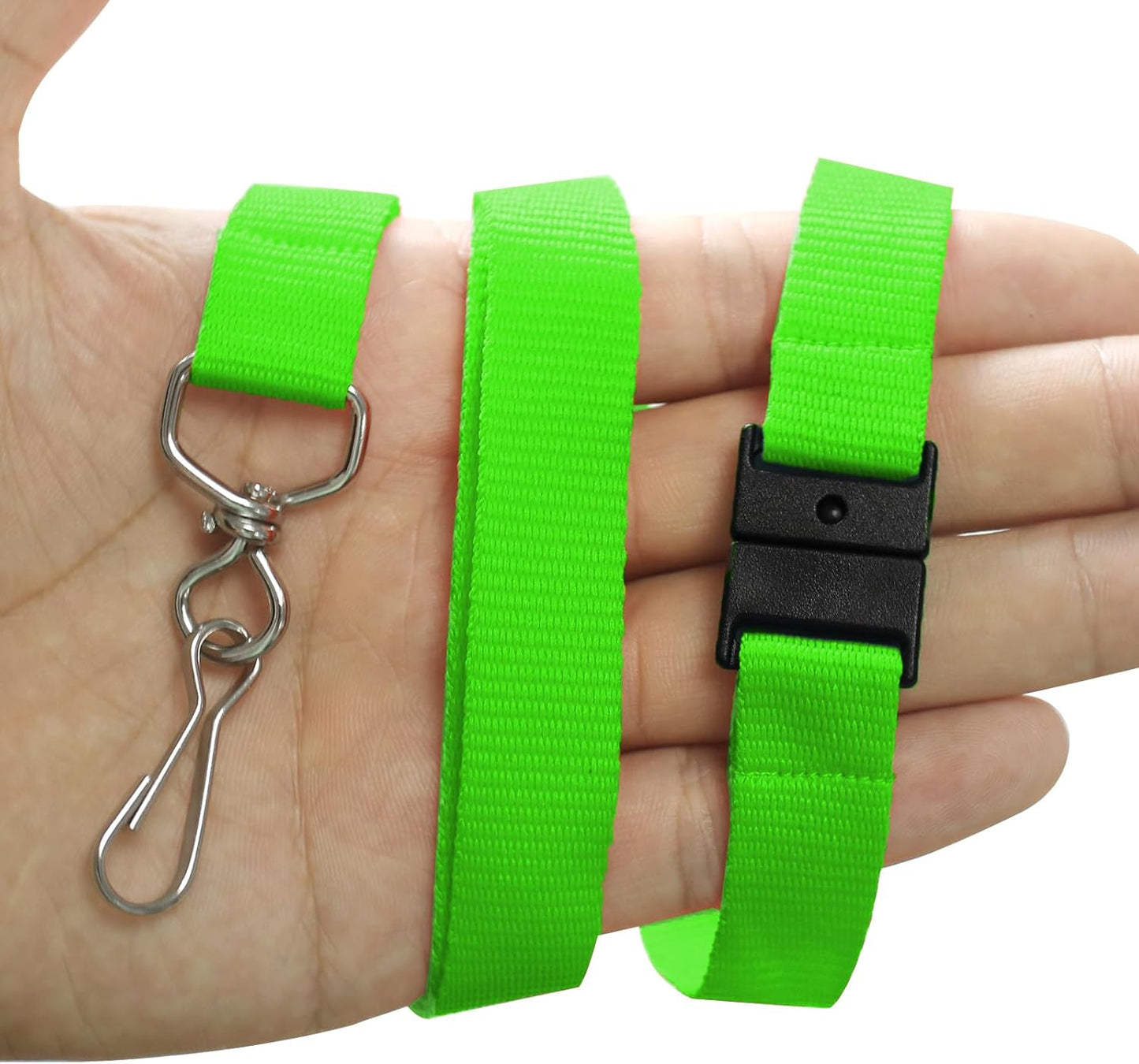 33 Pcs Breakaway Lanyards with Swivel J Hook Premium Bulk Flat Safety Lanyards for ID Badges, Schools, Students, Coaches, Festivals, Volunteers and Team Activities (Fluorescent Green)