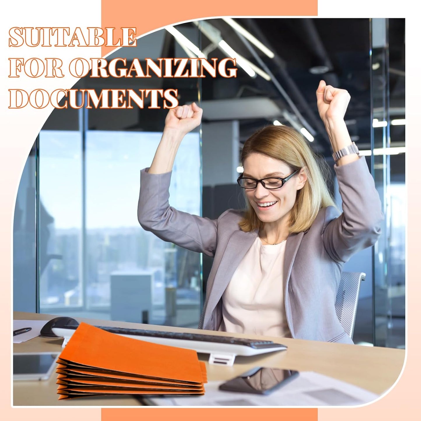 48 Pcs Classification Folders Letter Size, 1 Divider Pressboard File Folder with Fasteners, Expanding File Organizer Bulk for Teachers, Clergy, Office, Church, Christmas Donations (Orange)